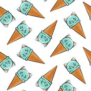 cute teal cat icecream cones - toss 