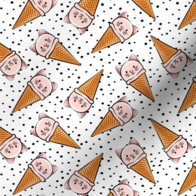 cute pink cat icecream cones - toss with black dots