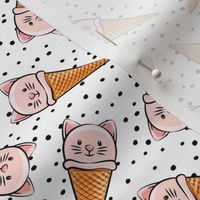 cute pink cat icecream cones - toss with black dots