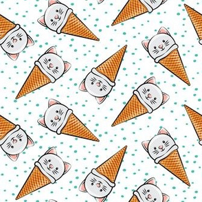 cute cat icecream cones - toss with teal dots