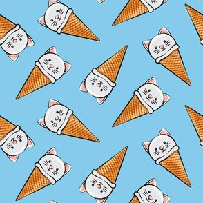 cute cat icecream cones - toss on blue