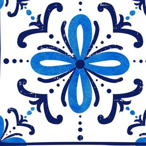 Sevilla Blanco Spanish Tile - Blue White