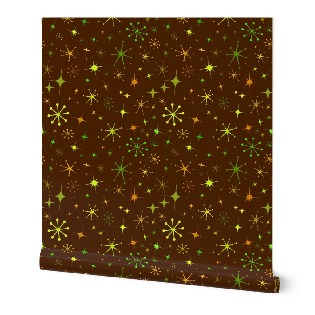 Atomic Starry Night in Retro Brown + Groovy Green