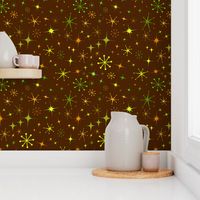 Atomic Starry Night in Retro Brown + Groovy Green