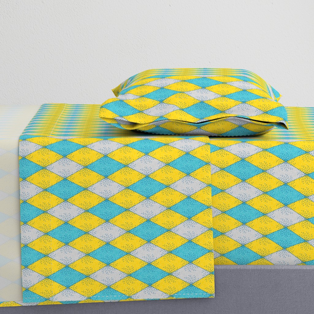 Harlequin Diamonds in Yellow, Gray, Aqua