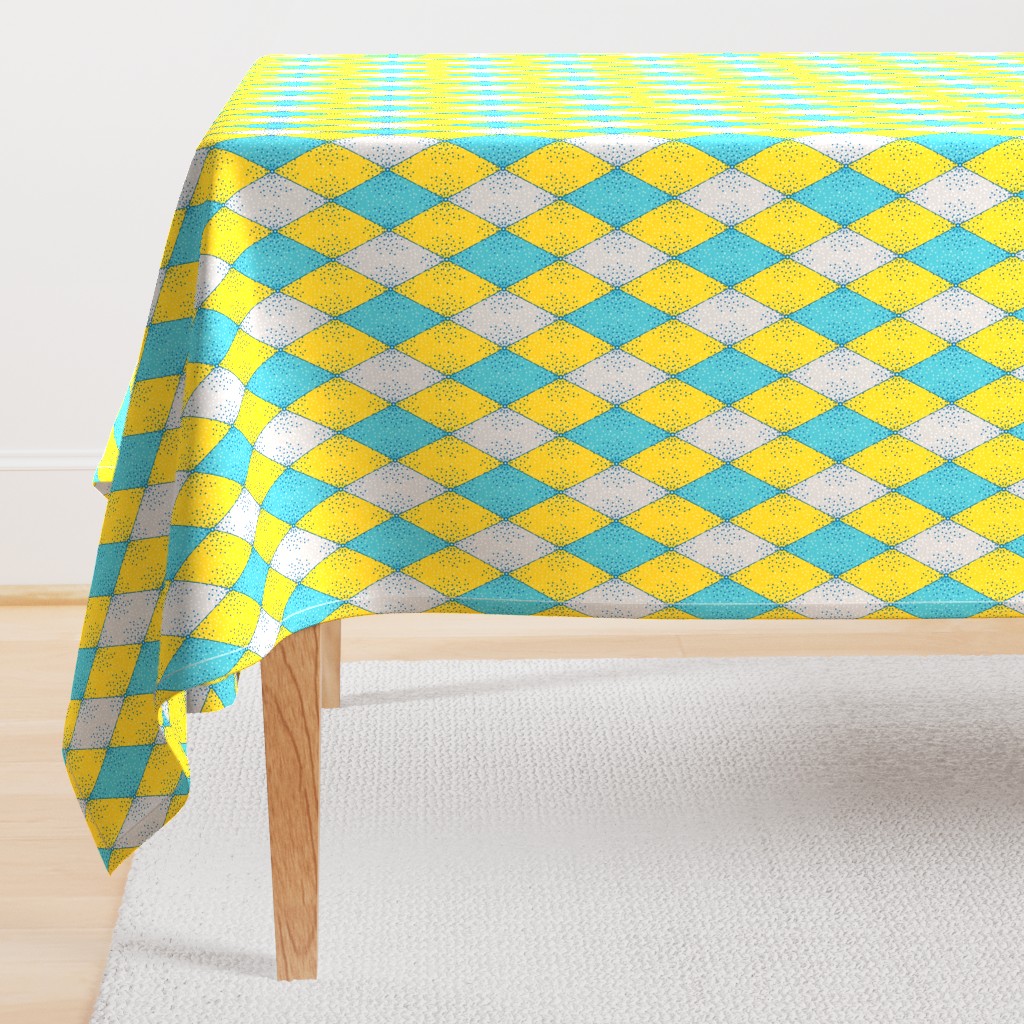 Harlequin Diamonds in Yellow, Gray, Aqua