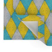 Harlequin Diamonds in Yellow, Gray, Aqua