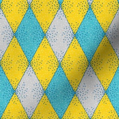 Harlequin Diamonds in Yellow, Gray, Aqua