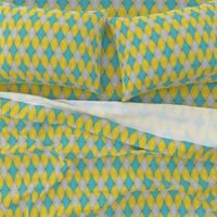 Harlequin Diamonds in Yellow, Gray, Aqua