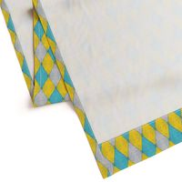 Harlequin Diamonds in Yellow, Gray, Aqua