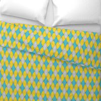 Harlequin Diamonds in Yellow, Gray, Aqua