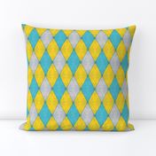 Harlequin Diamonds in Yellow, Gray, Aqua