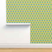 Harlequin Diamonds in Yellow, Gray, Aqua