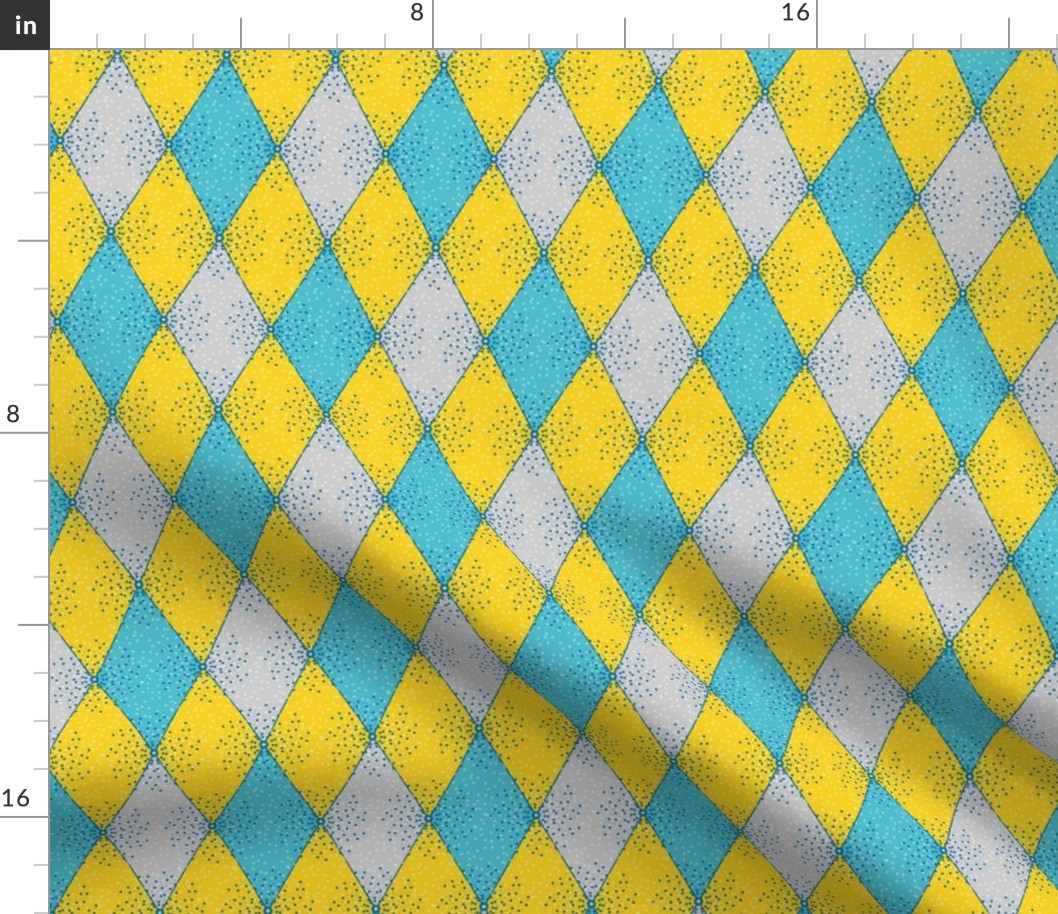 Harlequin Diamonds in Yellow, Gray, Aqua