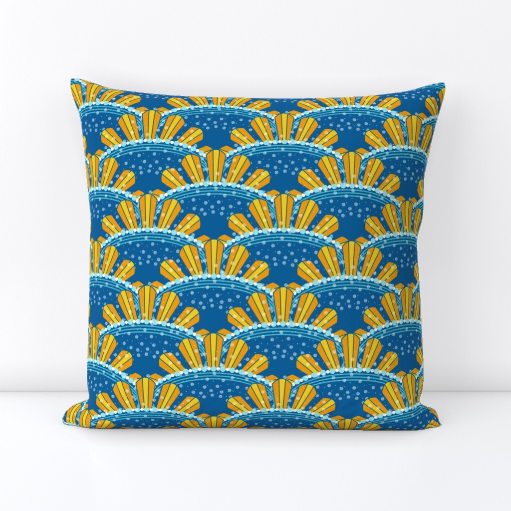 Sunburst Crowns, Blue, Yellow