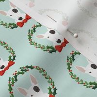 bull terrier  christmas wreath dog breed holiday fabrics blue