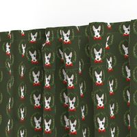 bull terrier  christmas wreath dog breed holiday fabrics green