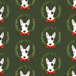 bull terrier  christmas wreath dog breed holiday fabrics green