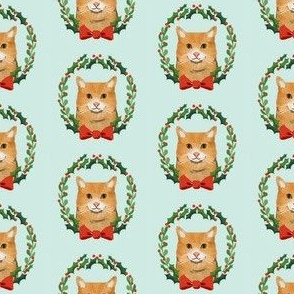 cat orange tabby christmas wreath pet holiday fabrics blue