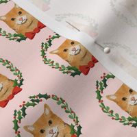 cat orange tabby christmas wreath pet holiday fabrics pink