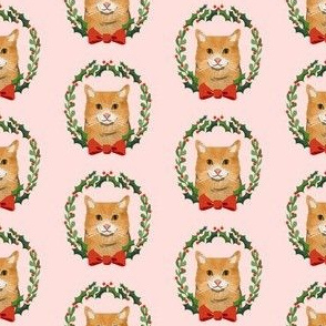 cat orange tabby christmas wreath pet holiday fabrics pink