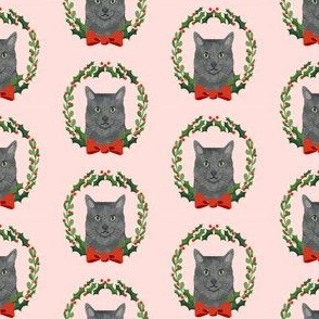 cat grey christmas wreath pet holiday fabrics pink