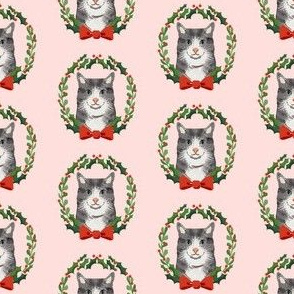 cat tabby christmas wreath pet holiday fabrics pink