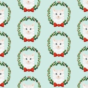 cat calico christmas wreath pet holiday fabrics blue
