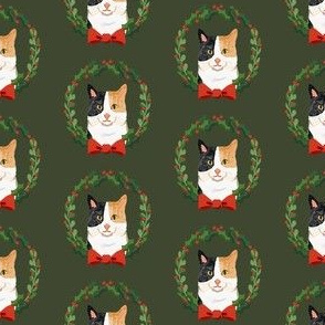 cat calico christmas wreath pet holiday fabrics green