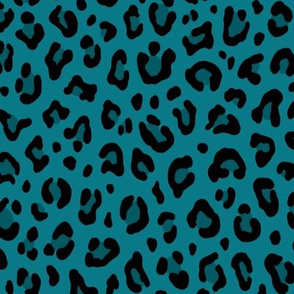 ★ LEOPARD PRINT in TEAL BLUE ★ Medium Scale / Collection : Leopard spots – Punk Rock Animal Print