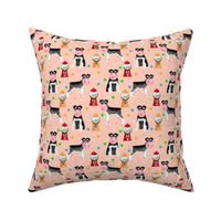 schnauzer black and white gumballs dog breed fabric pink