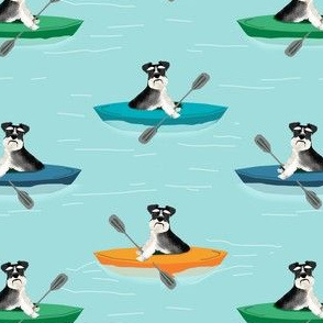 schnauzer black and white kayak sport dog breed fabric with red