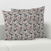 schnauzer black and white sushi food dog breed fabric grey