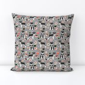 schnauzer black and white sushi food dog breed fabric grey