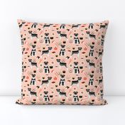 schnauzer black and white sushi food dog breed fabric pink