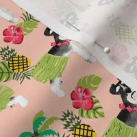 schnauzer black and white hula hawaiian dog breed fabric pink