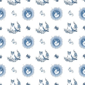 Sun & Moondancer garden cats // blue and white