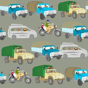 Vehicles, russian trucks, motorcycle