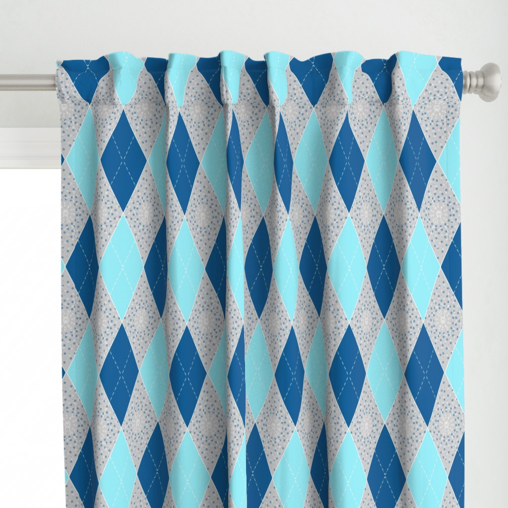 Argyle Diamond Bunting, Aqua, Gray