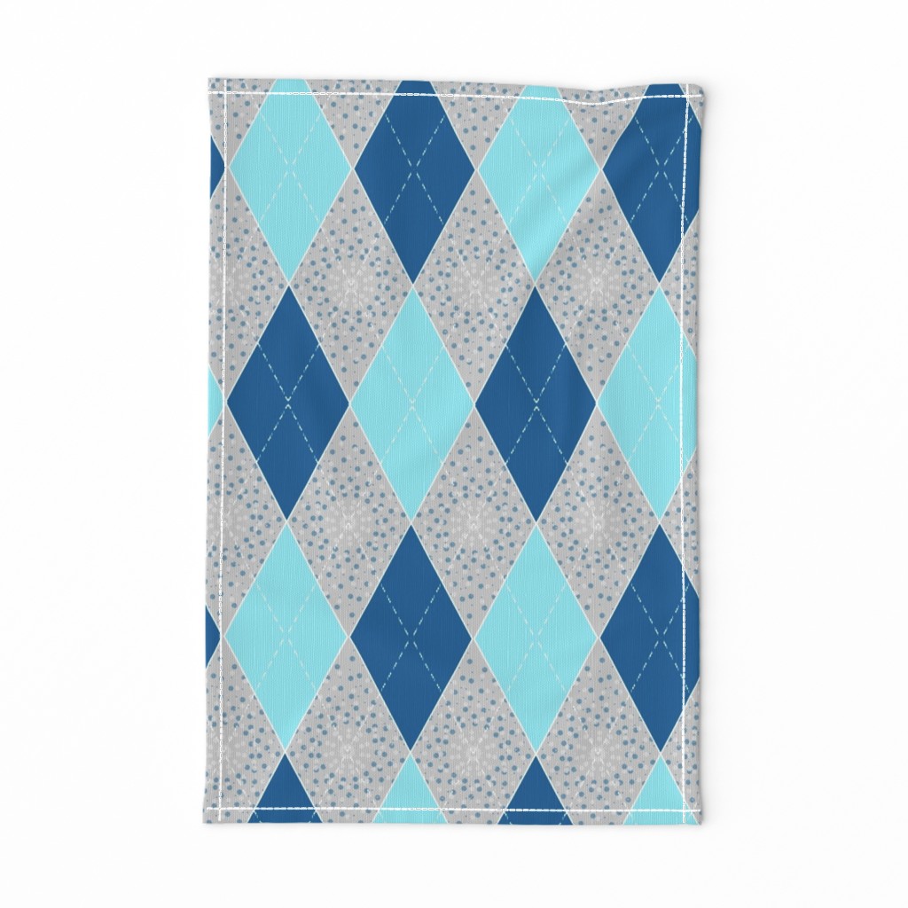 Argyle Diamond Bunting, Aqua, Gray