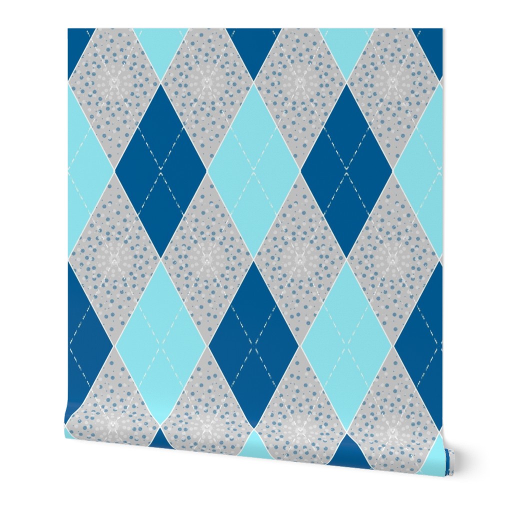 Argyle Diamond Bunting, Aqua, Gray