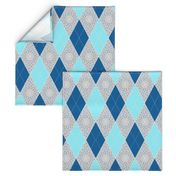 Argyle Diamond Bunting, Aqua, Gray