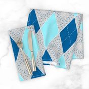 Argyle Diamond Bunting, Aqua, Gray