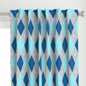 Argyle Diamond Bunting, Aqua, Gray