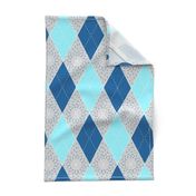 Argyle Diamond Bunting, Aqua, Gray