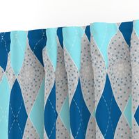 Argyle Diamond Bunting, Aqua, Gray