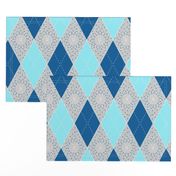 Argyle Diamond Bunting, Aqua, Gray