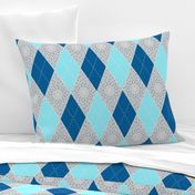 Argyle Diamond Bunting, Aqua, Gray