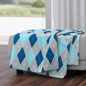 Argyle Diamond Bunting, Aqua, Gray