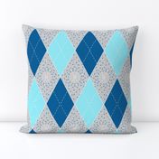 Argyle Diamond Bunting, Aqua, Gray